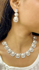 Classic Pearl & Zircon Sparkle Necklace Set β Elegant Party Wear Jewelry for Women - Libasaa.com