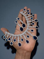 Crystal Drop CZ Choker Necklace Diamond Finish Bridal Statement Piece - Libasaa.com