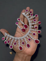 Crystal Drop CZ Choker Necklace Diamond Finish Bridal Statement Piece - Libasaa.com