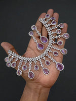 Crystal Drop CZ Choker Necklace Diamond Finish Bridal Statement Piece - Libasaa.com