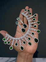 Crystal Drop CZ Choker Necklace Diamond Finish Bridal Statement Piece - Libasaa.com