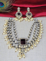 Premium Royal Emerald Kundan Choker Necklace Set with Pearls - Libasaa.com