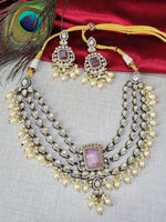 Premium Royal Emerald Kundan Choker Necklace Set with Pearls - Libasaa.com