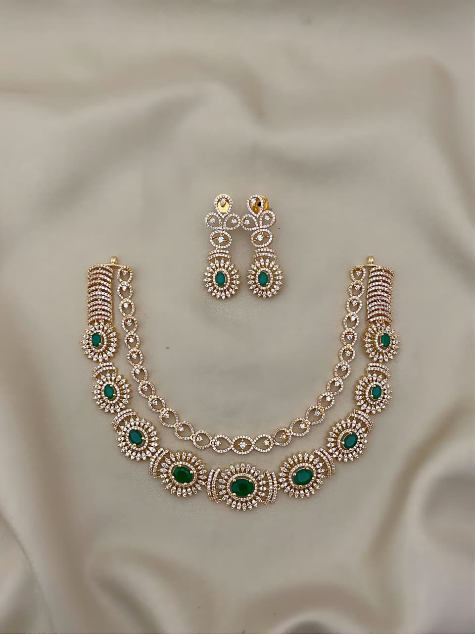 Royal Ruby AD Necklace Set with Earrings β Timeless Bridal Glamour - Libasaa.com
