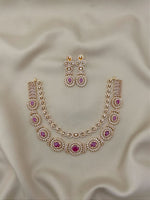 Royal Ruby AD Necklace Set with Earrings β Timeless Bridal Glamour - Libasaa.com