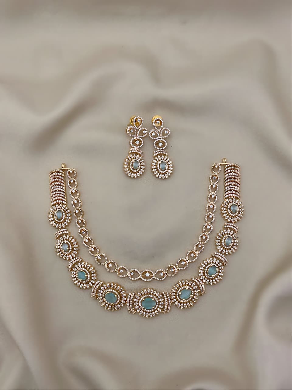 Royal Ruby AD Necklace Set with Earrings β Timeless Bridal Glamour - Libasaa.com