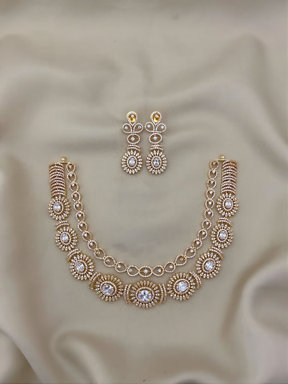 Royal Ruby AD Necklace Set with Earrings β Timeless Bridal Glamour - Libasaa.com