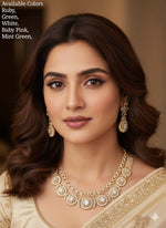 Royal Ruby AD Necklace Set with Earrings β Timeless Bridal Glamour - Libasaa.com