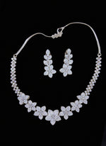 Sparkling Floral Diamond Necklace Set – Elegant Party Wear - Libasaa.com
