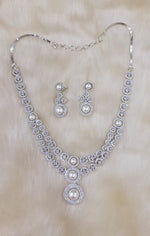 Elegant Gold-Plated Pearl and Crystal Necklace Set - Libasaa.com
