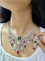Exquisite Ruby and Diamond Necklace with Matching Earring Set - Libasaa.com