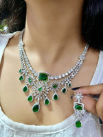 Exquisite Ruby and Diamond Necklace with Matching Earring Set - Libasaa.com