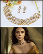 Aditi Rao Inspired Polki Choker Necklace Set – Royal Bridal Elegance - Libasaa.com