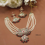 Vibrant Multi-Color Meenakari Jadau Necklace Set with Pearls - Traditional Indian Bridal Choker - Libasaa.com