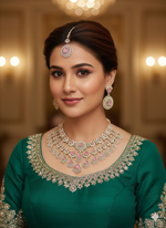 Rajkumari' Bridal Set: Pink Polki & Kundan Heritage Collection - Libasaa.com