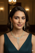Radiant Diamond Cascade Necklace & Earring Set – Timeless Elegance - Libasaa.com