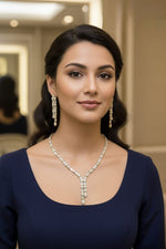 Pastel Elegance Silver Necklace & Earring Set – Mint & Blush Radiance