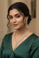 Pastel Elegance Silver Necklace & Earring Set – Mint & Blush Radiance