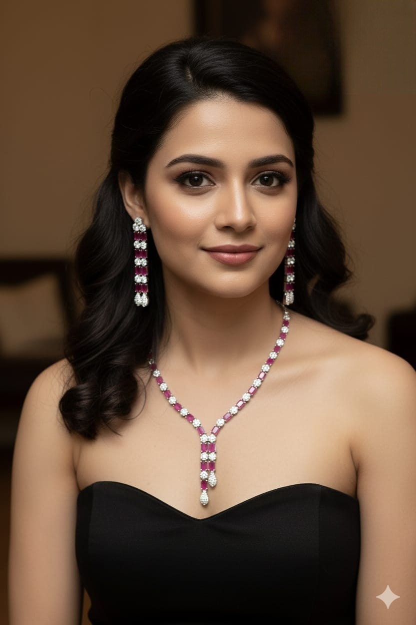 Pastel Elegance Silver Necklace & Earring Set – Mint & Blush Radiance