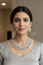 Midnight Blue Crystal & Silver Necklace & Earring Set – Royal Radiance