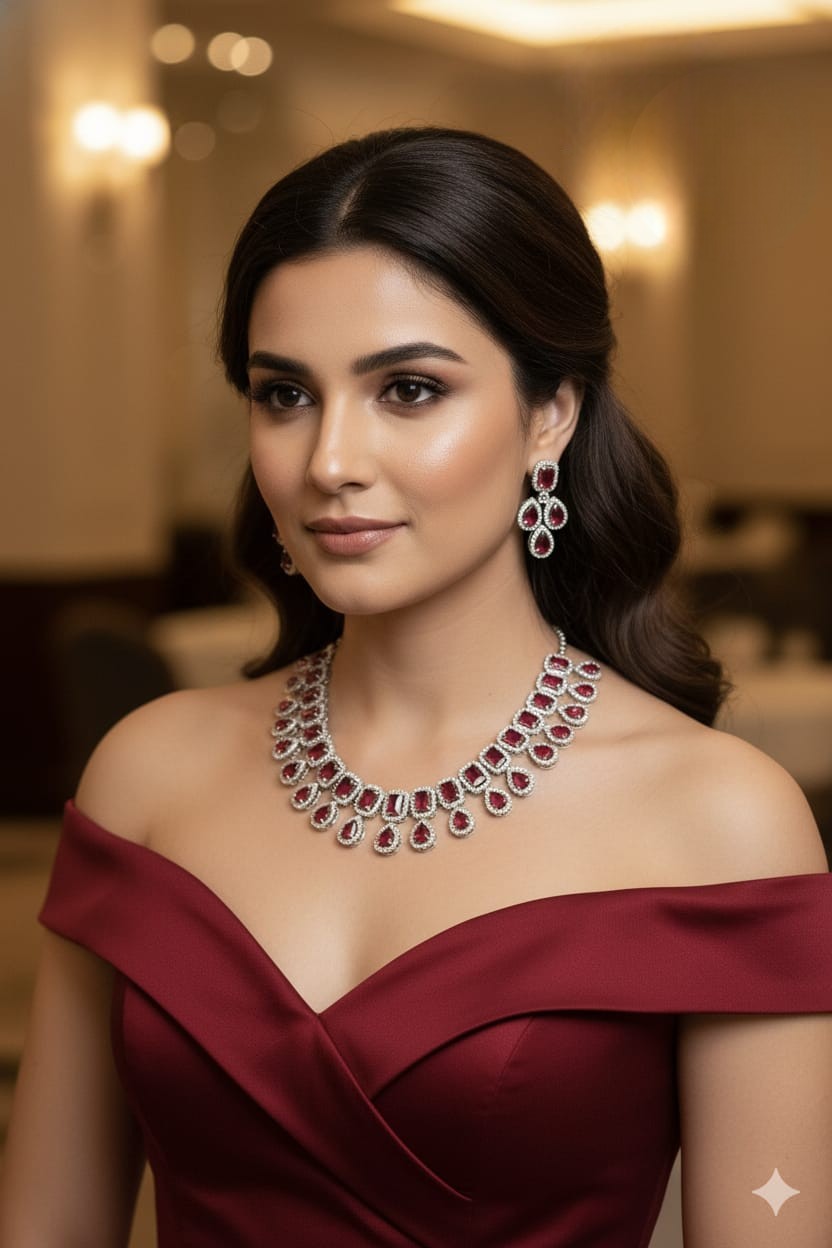 Midnight Blue Crystal & Silver Necklace & Earring Set – Royal Radiance