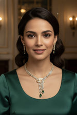 Ruby Drop Gold-Plated Diamond Necklace & Earring Set – Elegant Luxe