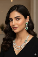 Elegant Diamond & Emerald Floral Necklace Set – Timeless Luxury for Every Occasion