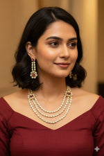 Elegant Diamond & Emerald Floral Necklace Set – Timeless Luxury for Every Occasion