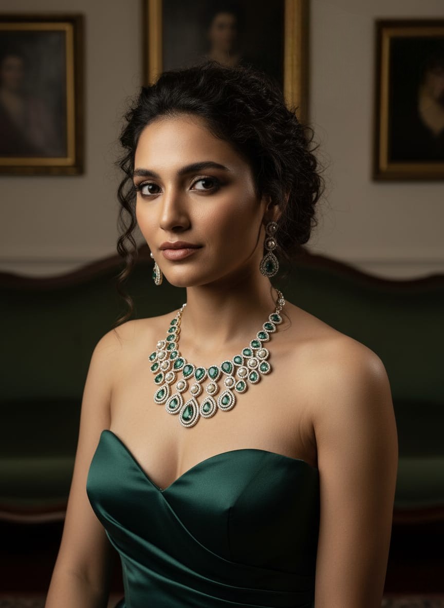 Royal Gold & Pearl Teardrop Necklace Set – Exquisite Bridal Grandeur