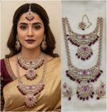 Lavender Kundan Bridal Jewelry Set – Royal Polki & Pearl Wedding Collection - Libasaa.com