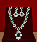 Elegant Pink Crystal & Diamond-Inspired Necklace and Earring Set Luxe Statement Jewelry - Libasaa.com