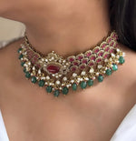 Royal Ruby & Emerald Kundan Choker Necklace Set – Bridal Polki Jewelry for Weddings - Libasaa.com