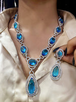Elegant Fusion Tear Drop American Diamond Necklace Set - Libasaa - Libasaa.com