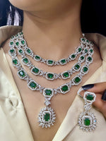 Green American Diamond Necklace Set for Brides | Indian Party Wear Jewelry Online
