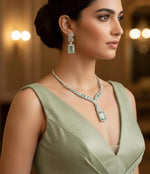 Mint Green American Diamond Necklace Set | Indian Party & Wedding Jewelry Online