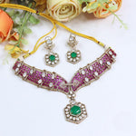 Premium Kundan Polki Stones Bridal Necklace Set – Bridal Indian Jewellery Choker & Necklace with Earrings