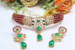 Bridal Kundan Polki Stones Necklace & Earring Set | Bridal Choker & Necklace Set | Premium Bridal Indian Jewellery