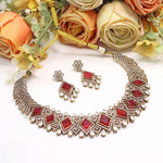 Kundan AD Stones Bridal Choker Necklace Set | Designer Kundan Indian Jewellery | Wedding Necklace & Earring Set