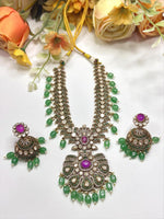 Green Bridal Kundan Pearl Beaded Necklace Set | Premium Indian Necklace Set | Traditional Kundan Pearl Indian Jewellery for Brides