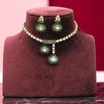 Elegant Gold Plated AD Stone Necklace & Earring Set Classic Bridal Jewelry Design - Libasaa.com