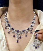 Silver-Plated Bridal Jewellery Set | Indian Jewellery | Stone AD Necklace & Earring Set | Premium Indian Neckles Set for Women