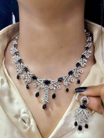 Silver-Plated Bridal Jewellery Set | Indian Jewellery | Stone AD Necklace & Earring Set | Premium Indian Neckles Set for Women