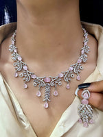 Silver-Plated Bridal Jewellery Set | Indian Jewellery | Stone AD Necklace & Earring Set | Premium Indian Neckles Set for Women