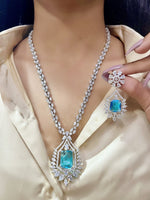 Emerald-Cut Necklace & Earring Set | Indian Jewellery | Stone AD Necklace & Earring Set | Premium Indian Neckles Set for Women