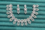Stone Diamond-Studded Necklace Set with Earrings | Indian Jewellery | Stone Diamond Jewellery | Indian Necklace Set