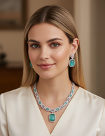 Dual-Tone Green & Pink Stone Diamond Necklace Set with Earrings | Indian Jewellery | Stone Diamond Jewellery | Indian Necklace Set