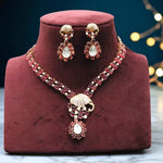 Royal Blue Stone AD Necklace & Earring Set with Umbrella Motif β Designer Statement Jewelry - Libasaa.com