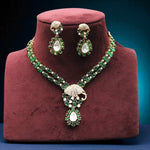 Royal Blue Stone AD Necklace & Earring Set with Umbrella Motif β Designer Statement Jewelry - Libasaa.com