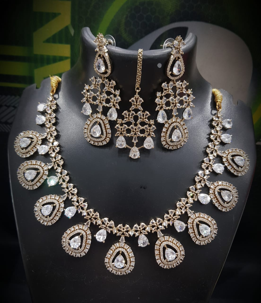 Multicolor Stone Studded Bridal Necklace Set with Earrings & Maangtika | Indian Jewellery | Stone Jewellery | Indian Necklace Set
