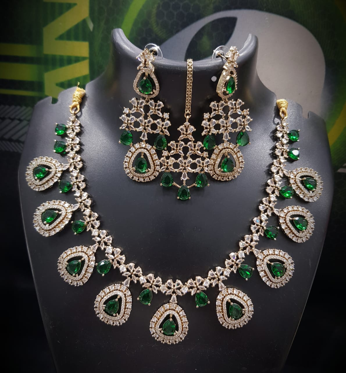 Multicolor Stone Studded Bridal Necklace Set with Earrings & Maangtika | Indian Jewellery | Stone Jewellery | Indian Necklace Set